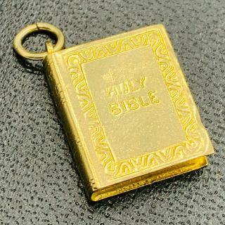 Vintage 9ct 375 Yellow Gold Holy Bible Charm L253