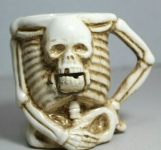 Vintage Patent Tt Japan Skull Skeleton Nodder Ceramic Mug K3