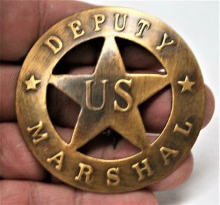 1874 Style Reproduced - Brass - Badge - Deputy Us Marshal - Round