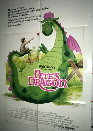 Petes Dragon Vintage Movie Poster Walt Disney Animation Musical Fantasy R84