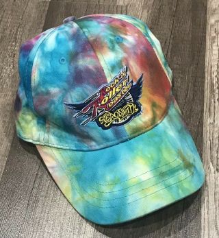 Walt Disney World Aerosmith Rock - N - Roller Coaster Tie Dye Strapback Hat Cap Vtg