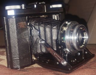 Vintage Zeiss Ikon 523/16 Folding Camera W/ Tessar Lens & Leather Case Guc