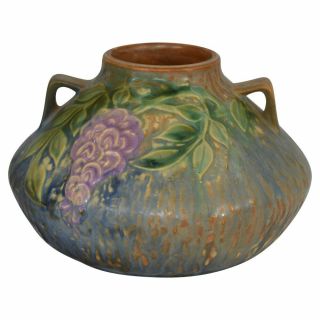 Vintage Roseville Pottery Wisteria Blue Vase 629 - 4