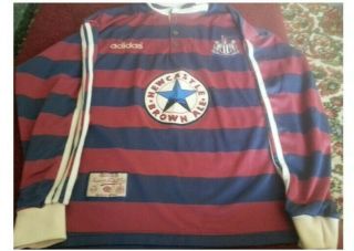 Vintage Newcastle United Adidas Away Football Shirt 1995/96 Medium Long Sleeved