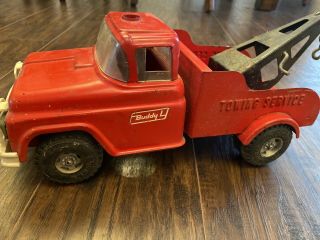Vintage Red Buddy L Wrecker Tow Truck Towing Service - Restoration Parts Repair 2
