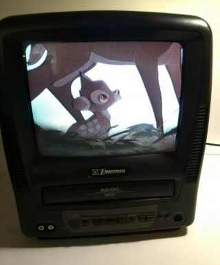 Vintage Emerson 9 " Color Tv - Vcr Combo Ac/dc Retro Gaming Vhs Hq Ewc0903,