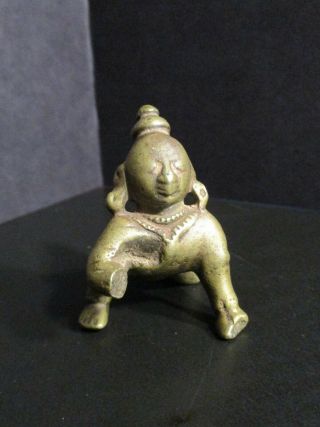 Antique Crawling Krishna Hindu Traditional Indian Ritual Bronze God
