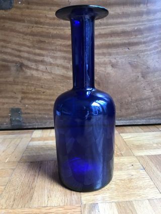 Vintage Otto Brauer Holmegaard Gulvase Scandinavian Cobalt Blue Glass Vase 12 "