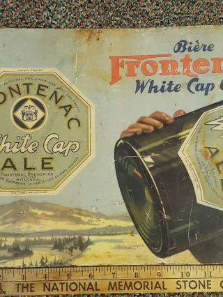 Vintage White Cap Frontenac Ale Soda Beer Metal Sign