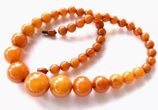 Vintage Graduated Butterscotch Amber Bakelite 20 Inch Bead Necklace 55g
