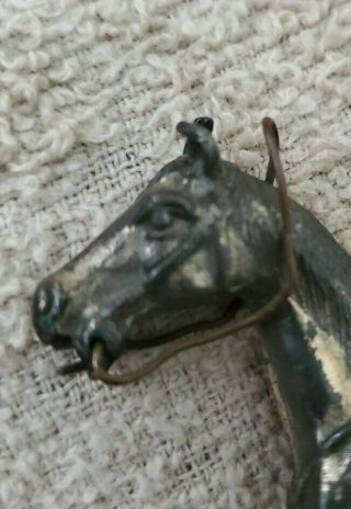 Vintage Small Metal Horse With Saddle And Wire Reins