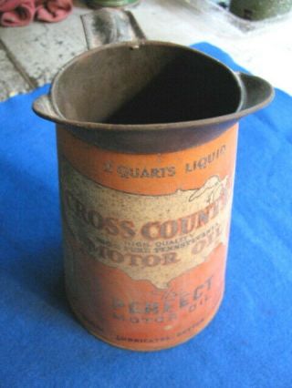 Vintage,  Empty 2 Quart,  Cross Country “pitcher” Motor Oil Can