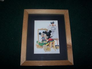 Framed Cedar Disneyland Gallery Mickey Mouse Painting Walt Disney Print 9 X 11 "