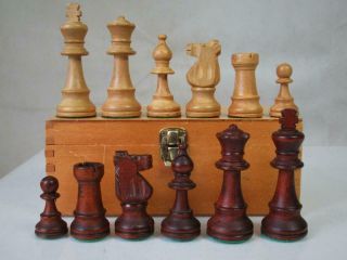 Vintage Chess Set French Lardy ? Weighted Staunton K 99 Mm Orig Box No Board
