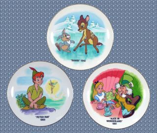 The Disney Classics Peter Pan 1953,  Bambi 1942,  Alice In Wonderland 1951 Plates