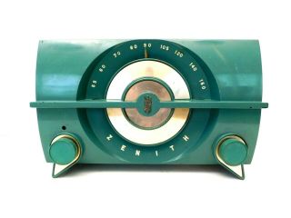 Vintage Classic 50s Zenith Green & Chrome Color Trim Old Bakelite Radio