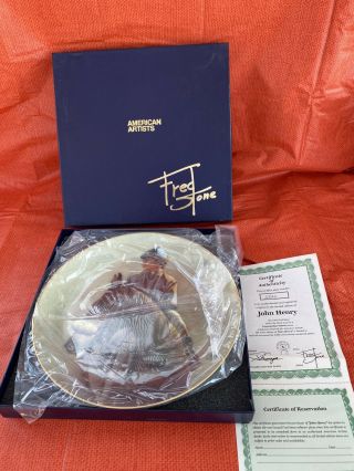 John Henry Chris Mccarron Up 5823/9000 Race Horse Collector Plate By Fred Stone