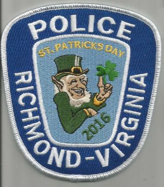 Richmond Virginia Police 2016 St.  Patricks Day Patch