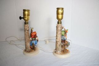 1960’s Vintage Hummel Table Lamps (2) Girl and Boy in Apple Tree 3