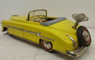 VINTAGE US - ZONE GERMANY DISTLER TIN WIND - UP CONVERTIBLE CAR W/KEY 3