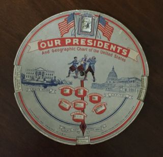 Vintage U S Presidents Washington To Hoover Geographic Chart Rotating Disc 1931
