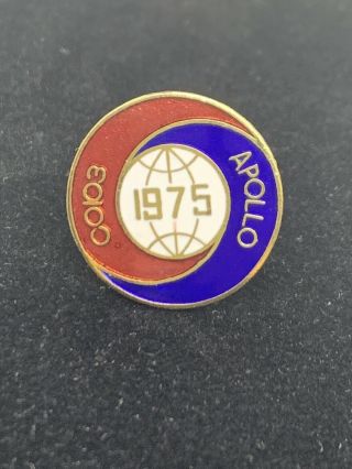1975 Soviet Union Nasa Apollo Soyuz Pin Joint Space Flight Gold Tone Jacket Hat