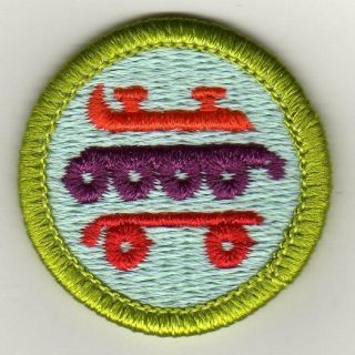 Skating Merit Badge,  Type H,  Clear Plastic Back (1999 - Current),