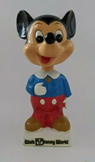 Vintage 1970s Mickey Mouse Walt Disney World Bobble Head Japan Blue Red