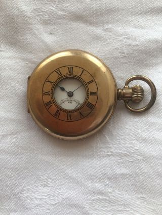 Vintage Gents Rolled Gold Half Hunter Pocket Watch Hand - Wind