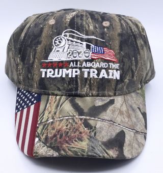 All Aboard The Trump Train 2020 Re - Elect Camo Adjustable Baseball Cap Hat