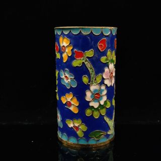 Chinese Antique Cloisonne Flowers Pattern Pen Holder Jtl051