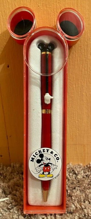 Vintage Colibri Mickey Mouse & Co.  Ball Point Pen Red & Black Disney Case Nib