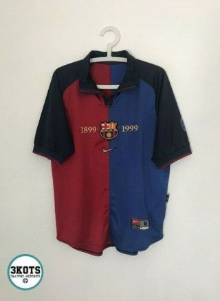 Barcelona Fc 1999/00 Nike Home Football Shirt M Mens Vintage Soccer Jersey