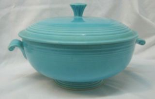 Vintage Hlc Fiesta Turquoise Footed Onion Soup Bowl