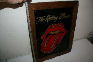 Vintage 1970s THE ROLLING STONES Wooden Framed Carnival Glitter Glass Picture 2