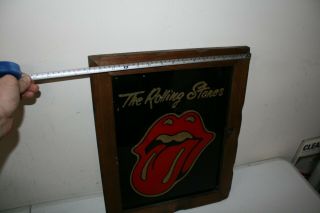 Vintage 1970s THE ROLLING STONES Wooden Framed Carnival Glitter Glass Picture 3
