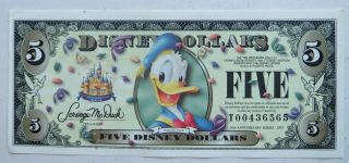 Disney 2005 50th Anniversary Dollar $5 Donald Duck 