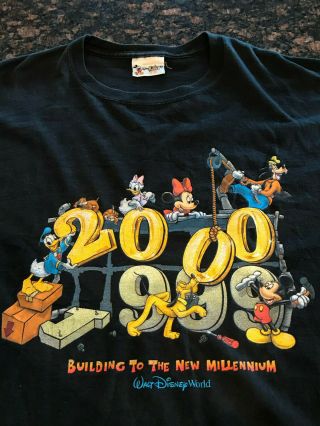 Vintage 1999 2000 Walt Disney World Building To The Millennium T - Shirt
