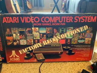Vintage Atari CX - 2600A Video Computer System 8 games 2 controllers 2 paddles 2