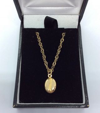 Vintage 9ct Gold Coffee Bean Pendant & 9ct Gold 18” Chain Necklace