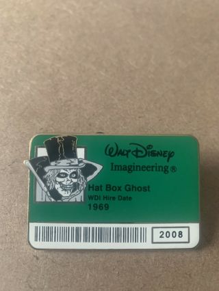 Disney Pin 60292 Wdi I.  D.  Badge 2 Hat Box Ghost 2008 Haunted Mansion Le 300