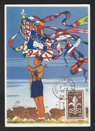 1947 Boy Scouts France World Jamboree De La Paix Postcard Aug 9