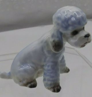 Vintage Miniature Porcelain Blue Poodle Figurine 2 "
