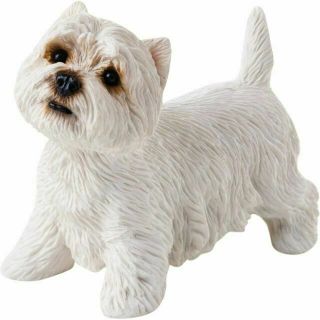 Hand Painted Sandicast Standing West Highland White Terrier Dog Sculpture
