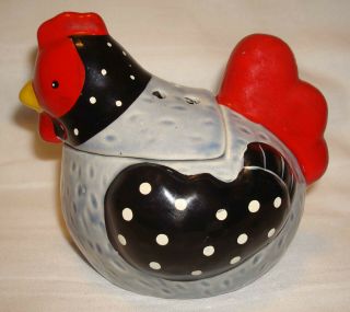 Vintage Ceramic Pottery Hand Painted Chicken Rooster Potpourri Figurine Holder