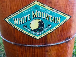 Vintage White Mountain Ice Cream Freezer Wooden Hand Crank Ice Cream Maker 2