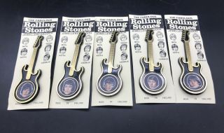 The Rolling Stones Set Of 5 Vintage Invicta Plastics Guitar Brooch Pin Badge