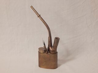 Vintage Chinese Brass Smoking Pipe - Engraved - 8 Gods Design
