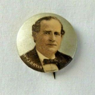1896 William J Bryan President Campaign Pinback Celluloid Button 1