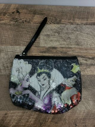 Disney Store Villains Maleficent Sequined Cosmetic Makeup Bag Htf